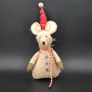 NEW Primitive MOUSE Winter CANDY CANE Christmas Fabric Cloth 17" Holiday Decor